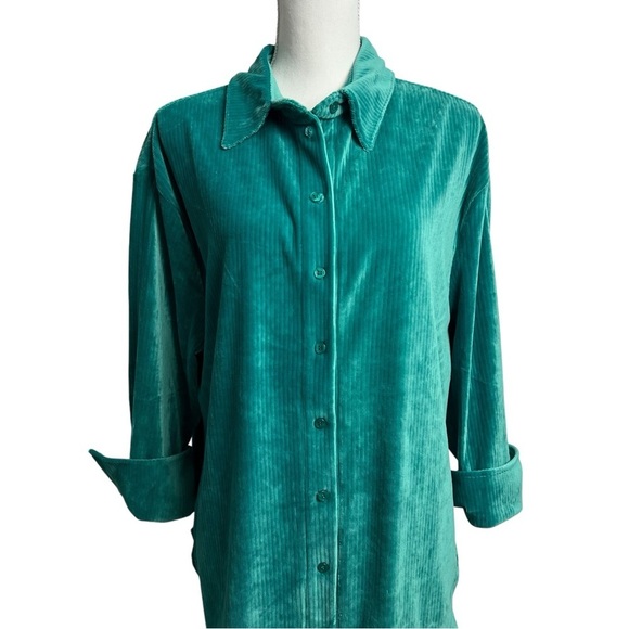 hunter & brown Women’s Oversized Corduroy Button Front Shirt Sz Medium Soft - Picture 2 of 11